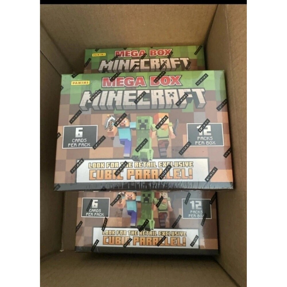 Lot Of 3 Factory Sealed Mega Box 2024 Panini Minecraft Trading Cards In Hand